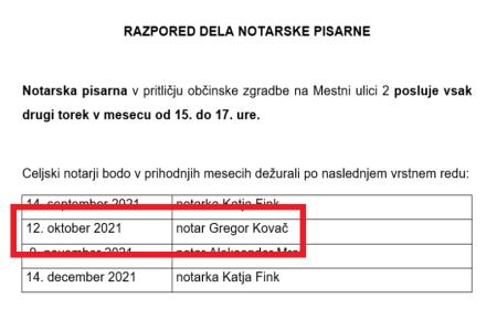 Prihodnji torek notarska pisarna